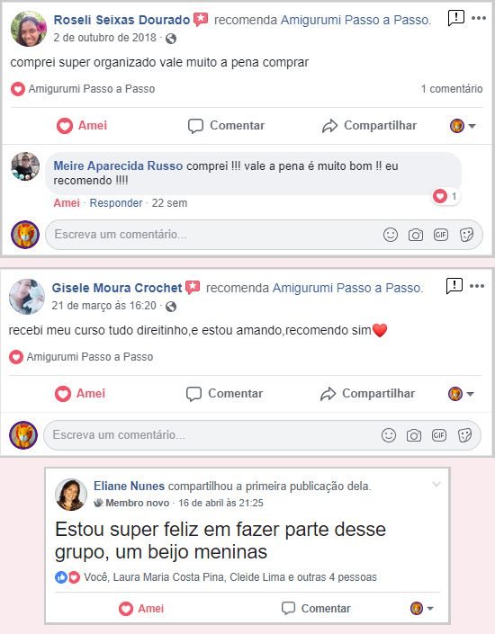 Postagem no Facebook falando sobre como o curso é muito util